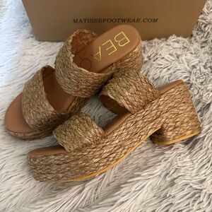 Matisse Beach Seaview Cognac Woven Platform Sandals